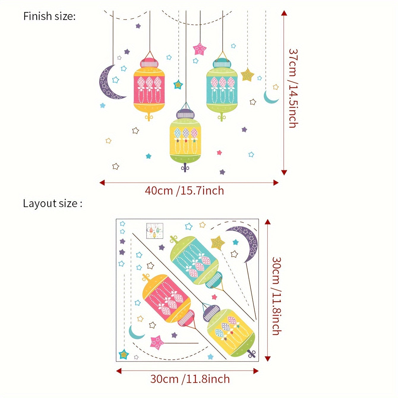 Ramadan Cartoon Pendant Lights Stars Moon Decoration Stickers