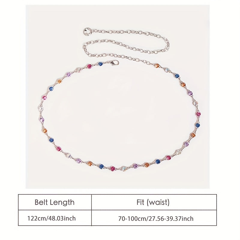 Colorful Crystal Waist Chain Silvery Metal Belly Chain Body Jewelry