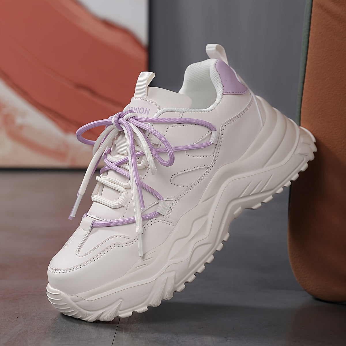 Women's Chunky Sneakers Heighten Wear Resistance Non Slip Flat Skate Shoes