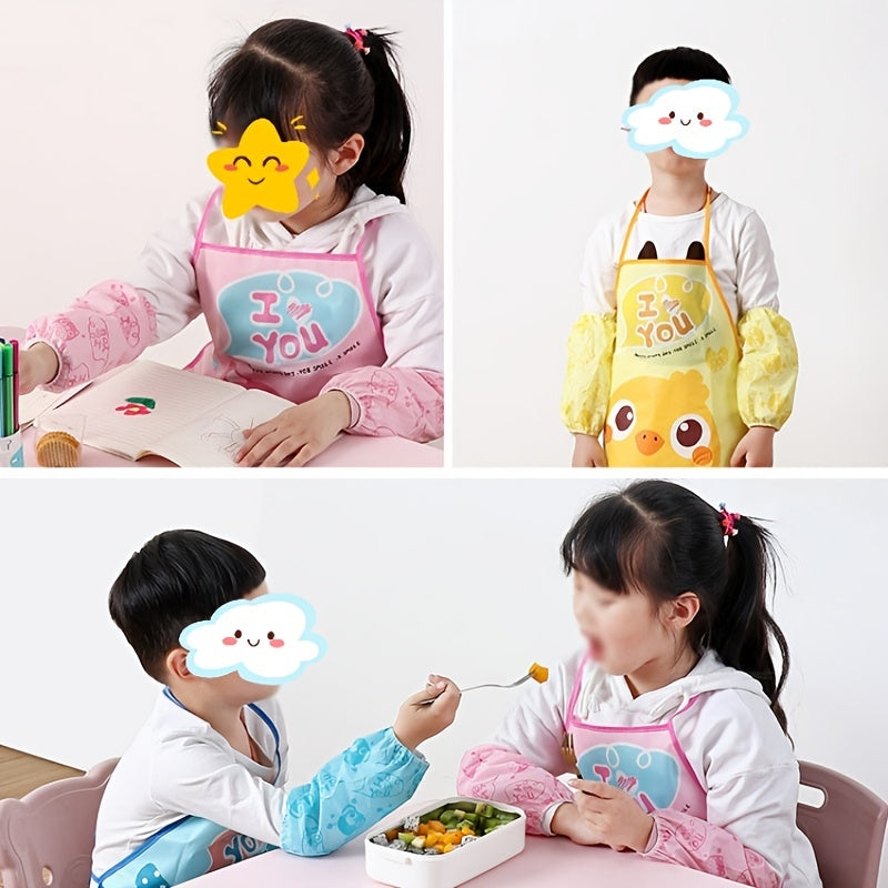 Kids Cartoon Apron Waterproof Painting Cover Up Sleeveless Bib