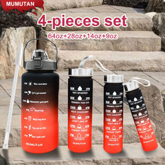 Motivational Water Bottle Set 64oz 28oz 14oz 9oz With Straw