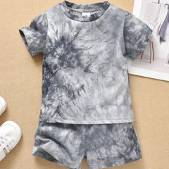 Toddler Tie Dye Short Sleeve Shirt Top Shorts Set