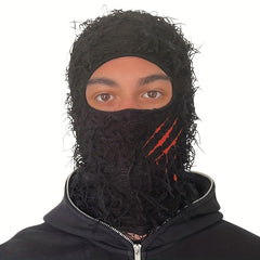 Y2K Embroidered Balaclava Full Ski Mask Knitted Camo Headwear Unisex