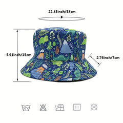 Dinosaur Print Bucket Hat Reversible Fisherman Cap
