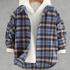 Boys Plaid Button Down Shirts Long Sleeve Spring Fall Outwear Jacket