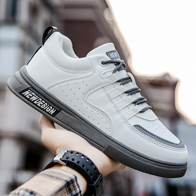 Men's British Lace Up Skate Shoes Lightweight Comfy Non slip Sneakers