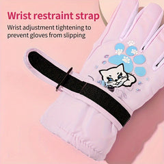 Windproof Thermal Kids Skiing Gloves for Outdoor Activities