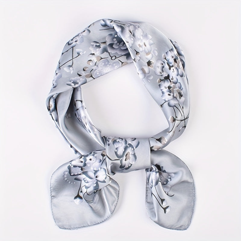 Small Flower Print Bandana Silk Square Scarf Satin Neckerchief Head Wrap