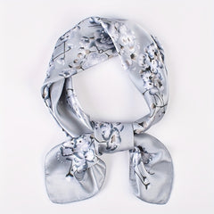 Small Flower Print Bandana Silk Square Scarf Satin Neckerchief Head Wrap