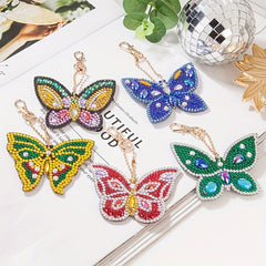 DIY Butterfly Rhinestone Key Chain Diamond Painting Pendant
