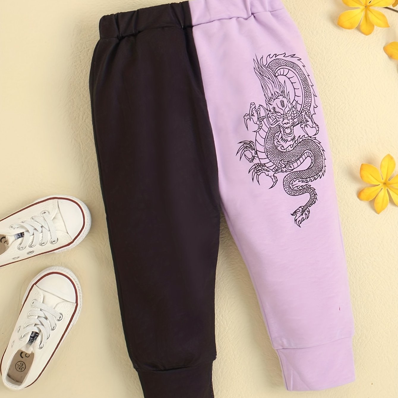Baby Girls Dragon Print Pants Kids Casual Trousers