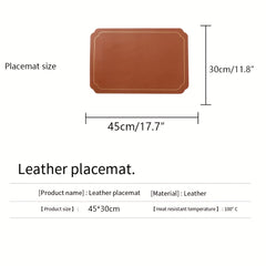 Nordic Rectangular Golden Edge Leather Table Mat Waterproof Placemat