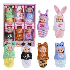 6pcs Realistic Doll Set with Pajamas 4 Inch PVC Youngsters