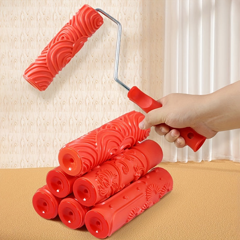 Rubber Wood Grain Pattern Paint Roller DIY Texture Pigment Printing Wall Roller