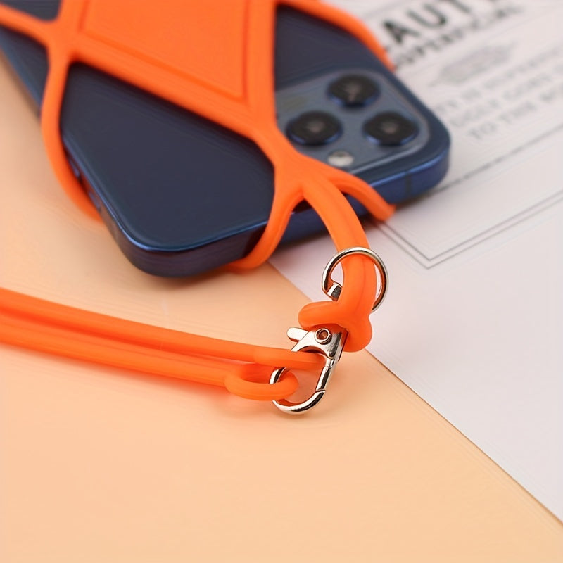 Adjustable Silicone Phone Lanyard Holder Hands-Free Neck Hanging for Smartphones