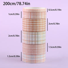 6pcs Japanese Washi Paper Plaid Tape DIY Crafting Set