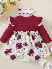 Floral Bunny Dress Set with Headband