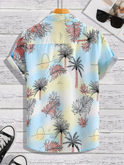 Colorful Beach Pattern Hawaiian Shirt for Summer Vacation