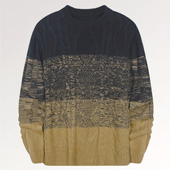 Men's Knitted Cable Sweater Warm Crew Neck Pullover for Fall Winter