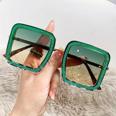 Oversized Square Frame Sunglasses Gradient Lens Wrap Around Eyewear