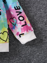 Girls Tie Dye Allover Print Casual Hooded Sweatshirt Pullovers Long Sleeve