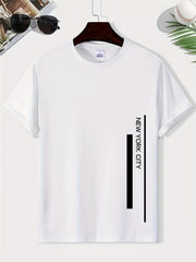 Men's Letters Round Neck Tee Short Sleeve Casual T Shirt