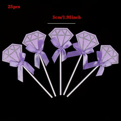 25pcs Glitter Diamond Ring Cupcake Toppers Wedding Decor