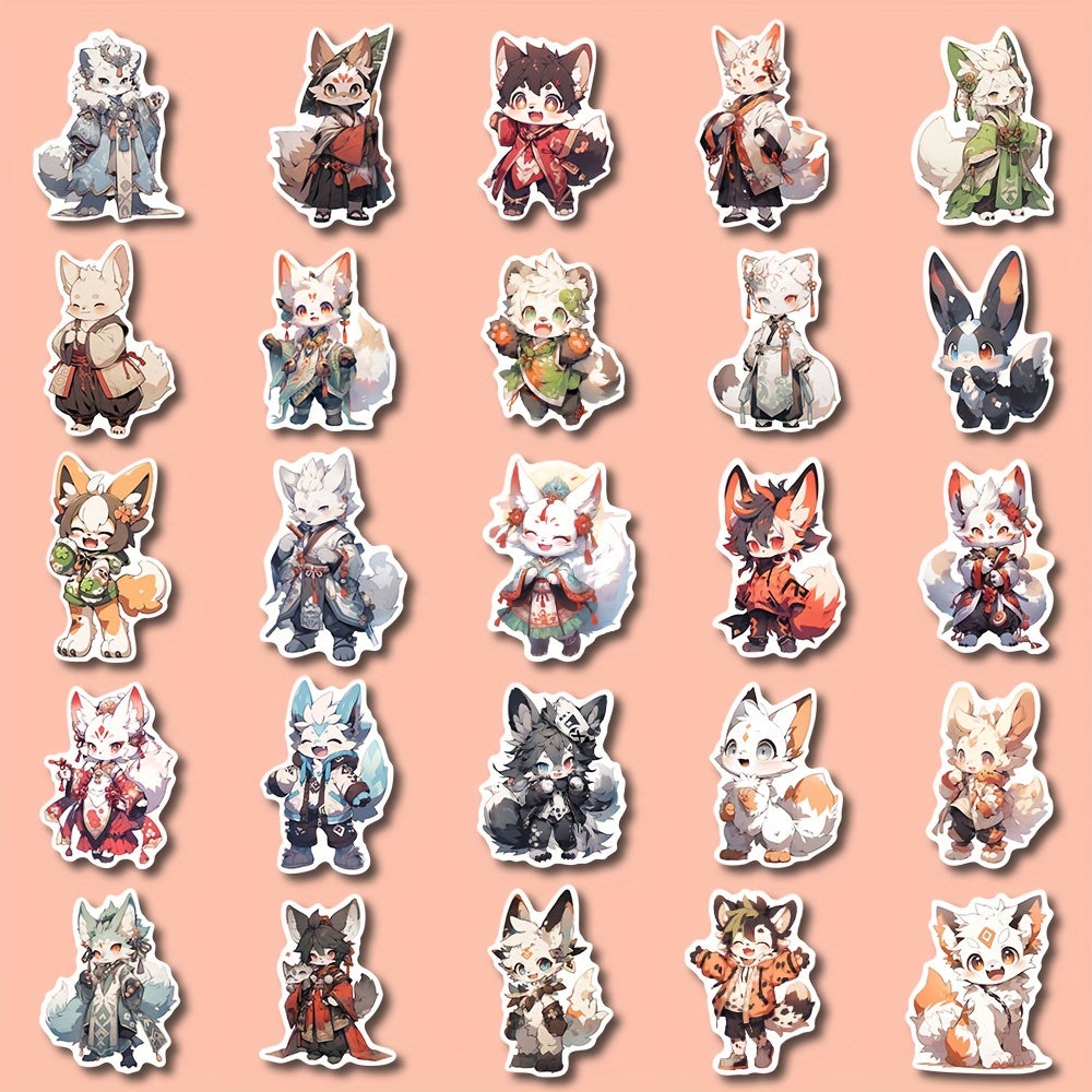 53pcs Fox Animals Stickers Pack For Kids Laptop Luggage Notebook