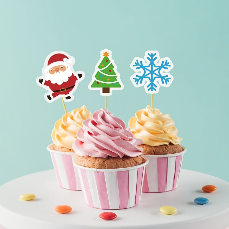 15pcs Christmas Cake Paper Decoration Inserts Party Set