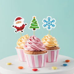15pcs Christmas Cake Paper Decoration Inserts Party Set