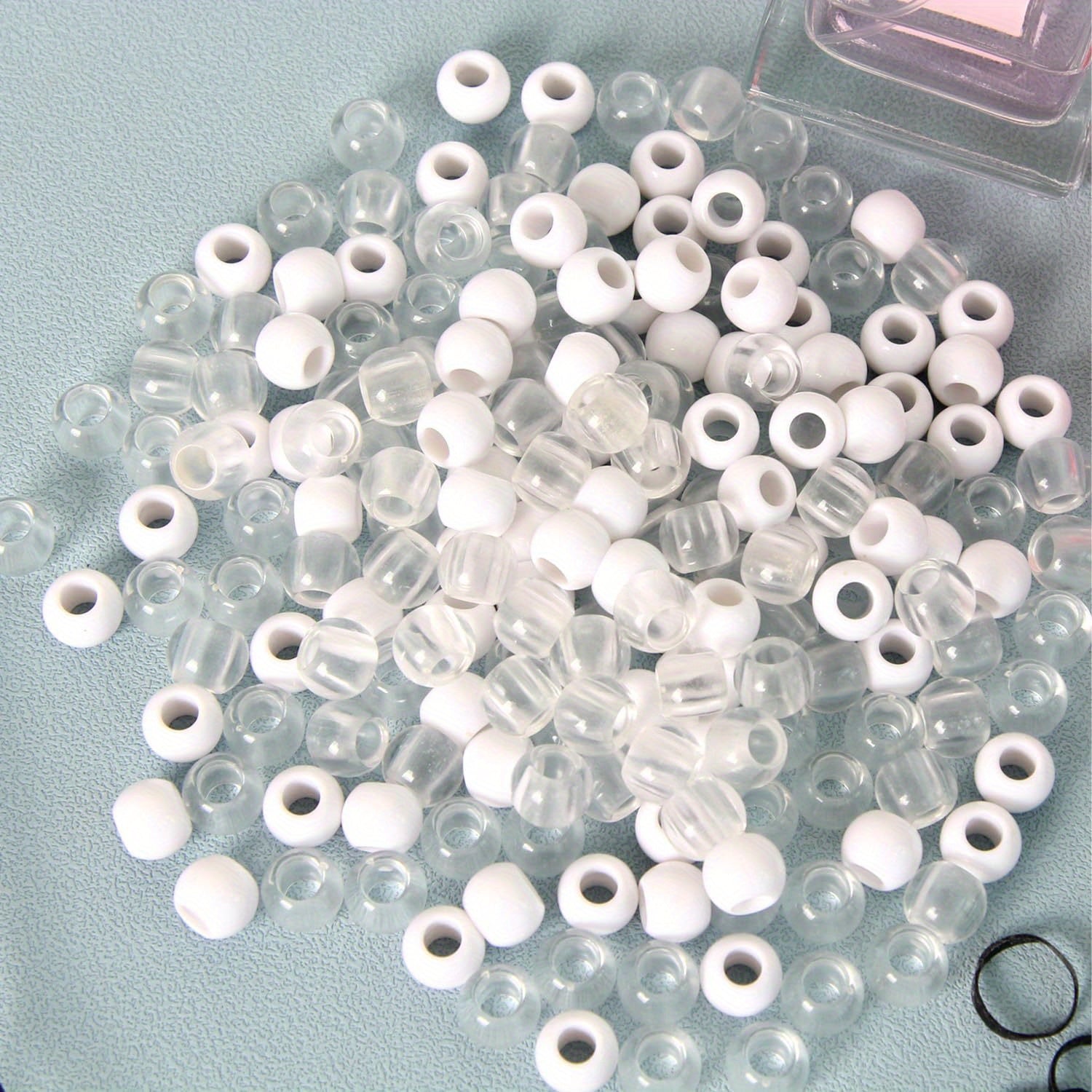 100 Beads Set + 2 Quick Beaders + 500 Mini Elastic Bands for Kids Hair Braids
