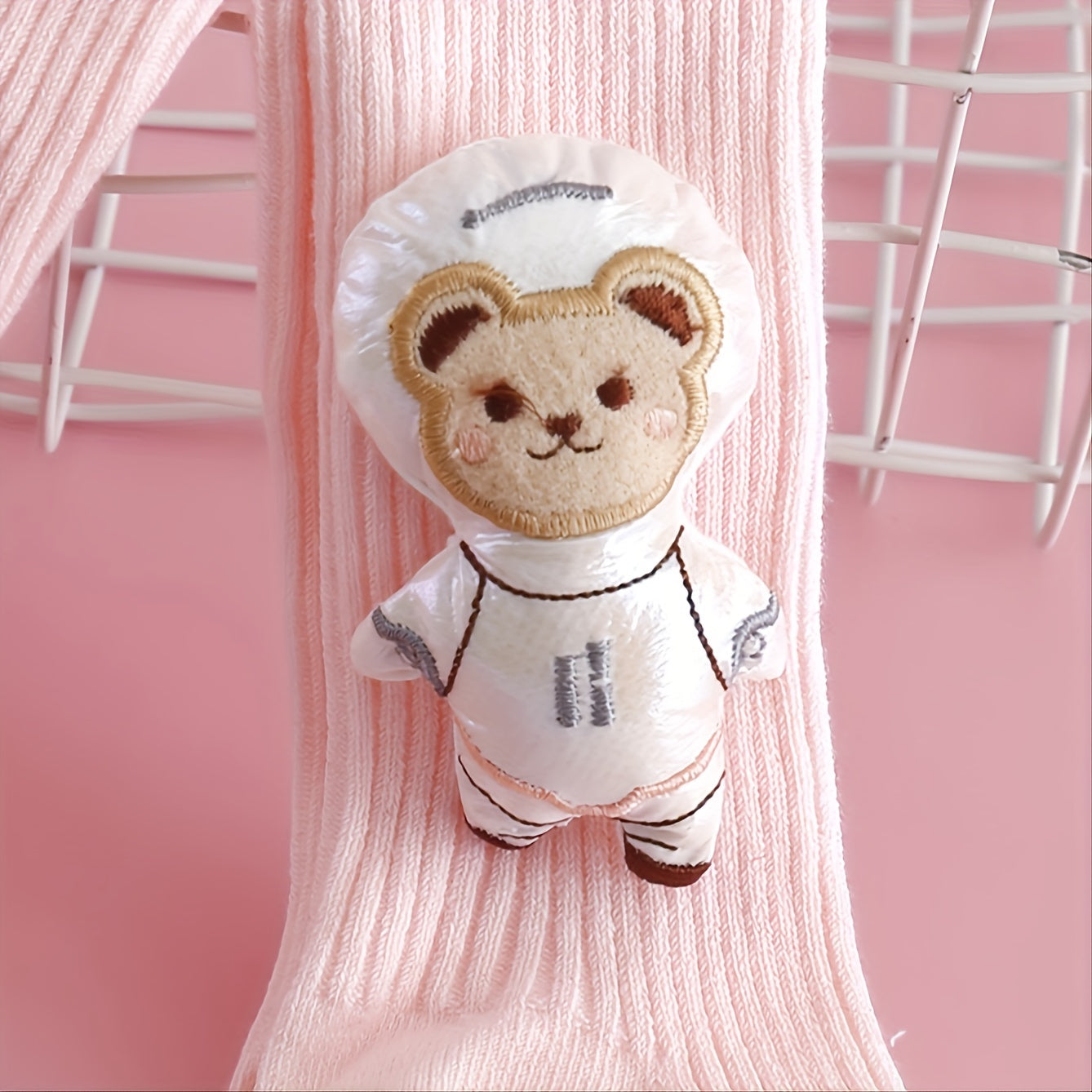 Baby Girls Bear Doll Decor Leggings Tights Pink Pantyhose Socks