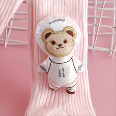 Baby Girls Bear Doll Decor Leggings Tights Pink Pantyhose Socks