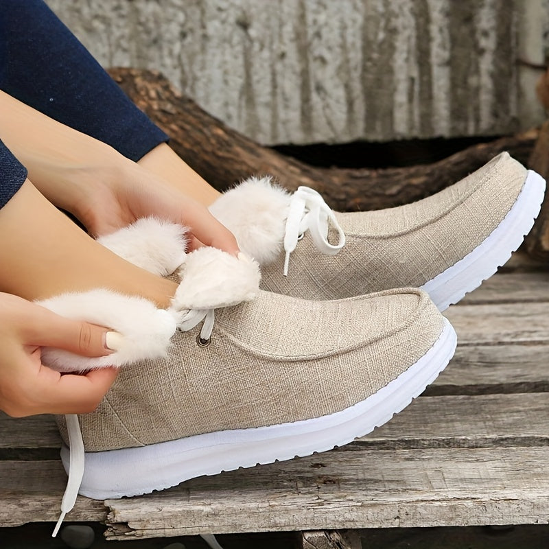 Fur Fleece Lined Thermal Snow Shoes Lightweight Winter Boat Shoes