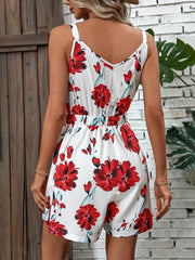 Floral Chain Strap Romper Jumpsuit Sleeveless