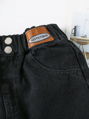 Toddler Girls Button Jeans Loose Wide Leg Denim Pants