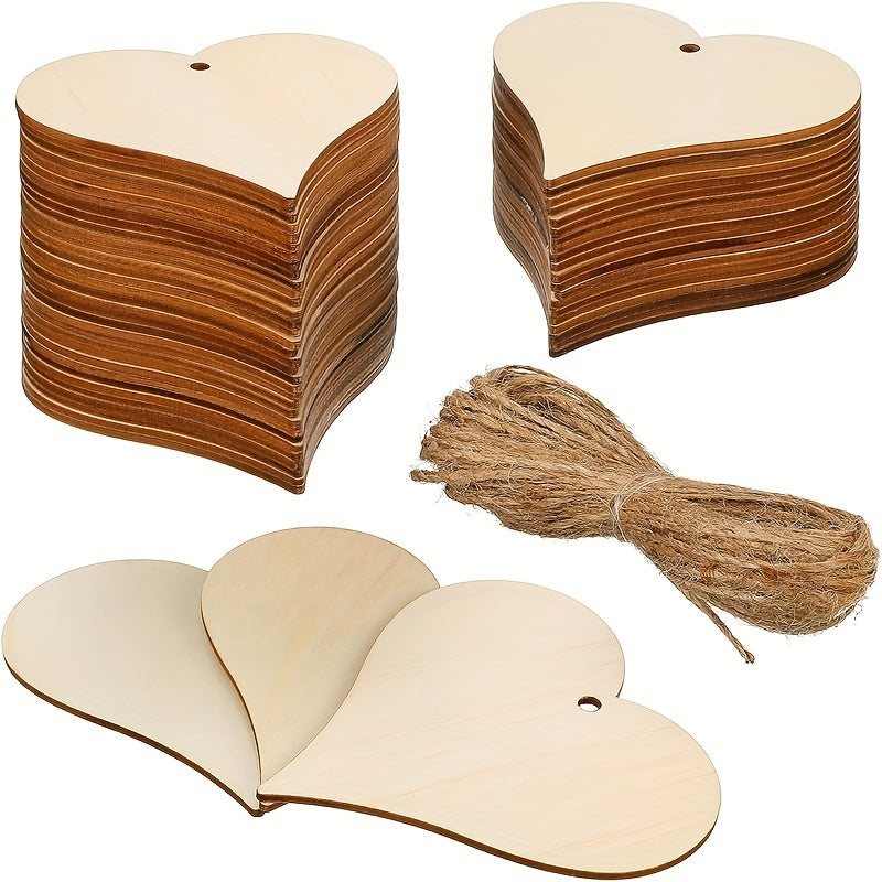 10pcs 7.62cm Natural Heart Wooden Slices Love Heart Shape Wooden Ornaments