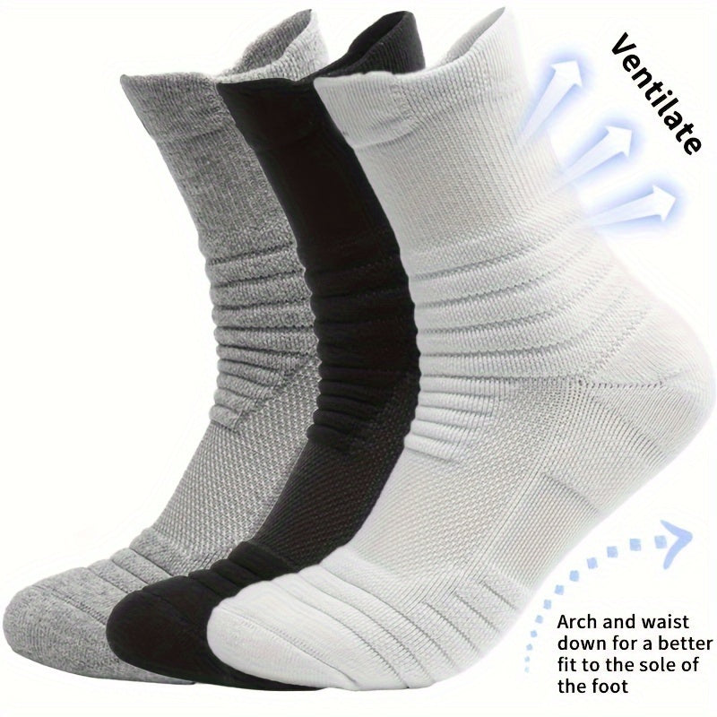 Men's Mid Crew Sport Socks, 3 Pairs, Sweat Absorbing, Comfy, Breathable