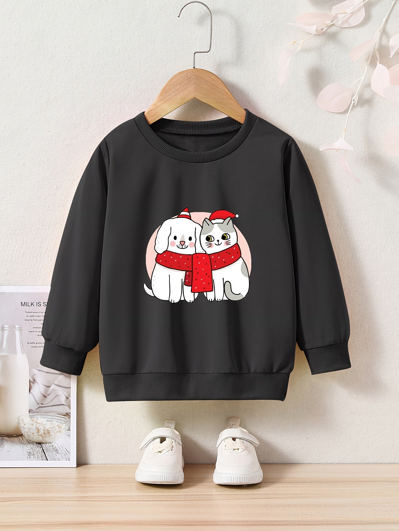 OERYUI Kitty Graphic Sweatshirt for Kids