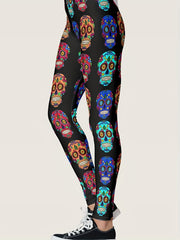 Abstract Skull Print High Rise Yoga Leggings