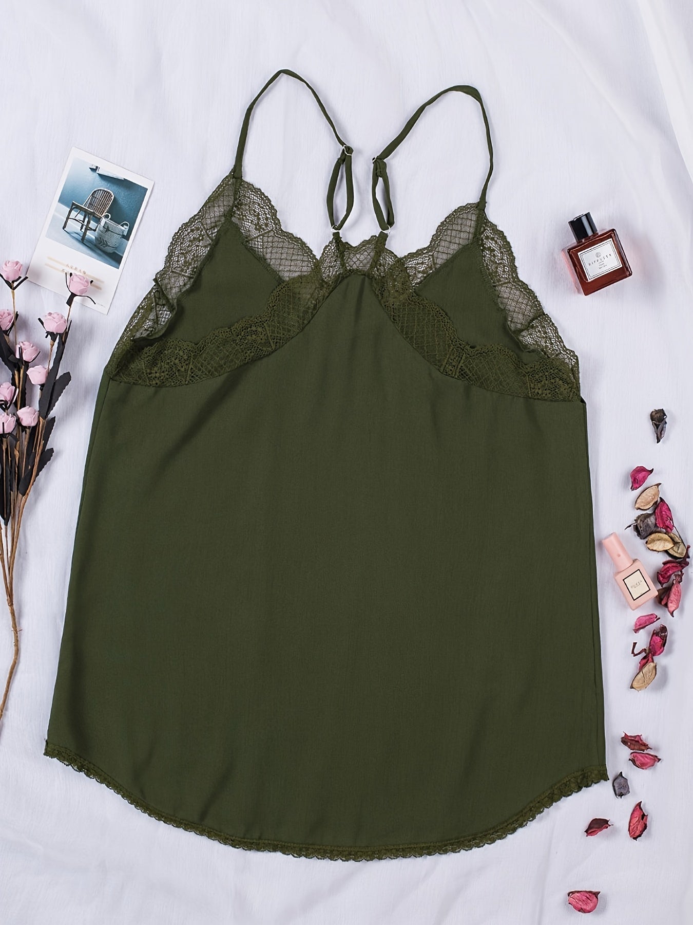 Contrast Lace Loose Fit Cami Tops