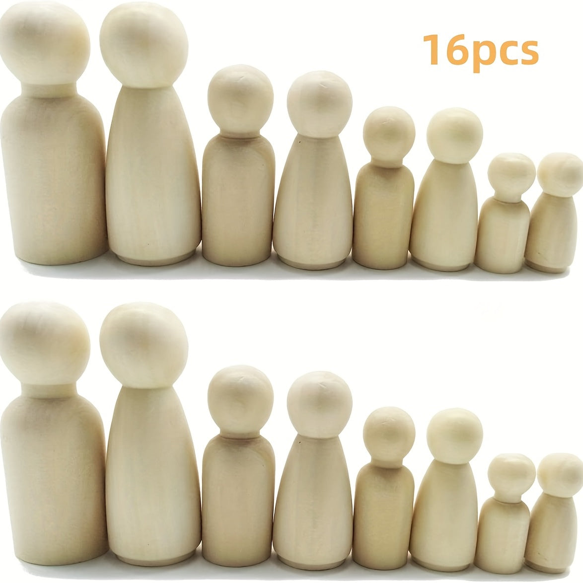 16PCS Wooden Doll Bodies for Arts & Crafts Toys Games