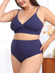 Ribbed Wrap Top & High Panty Bikini Set