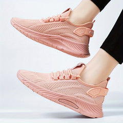 Women's Breathable Woven Sneakers Lace Up Outdoor Shoes Lightweight Mesh Sport