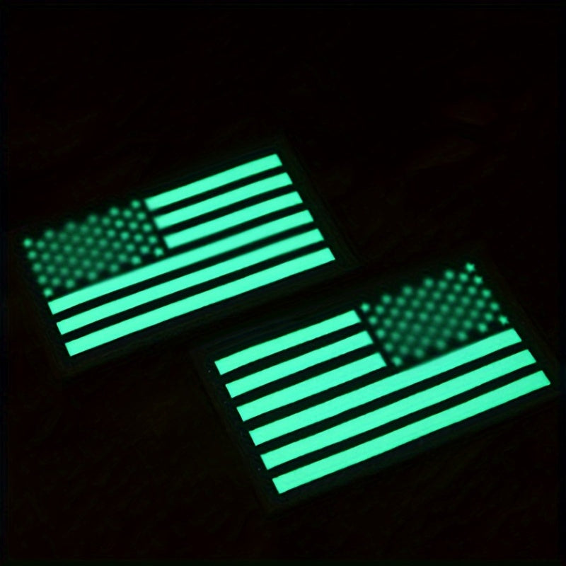 2pcs IR Reflective Flag PVC Patches for Backpacks Hats Jackets Pants