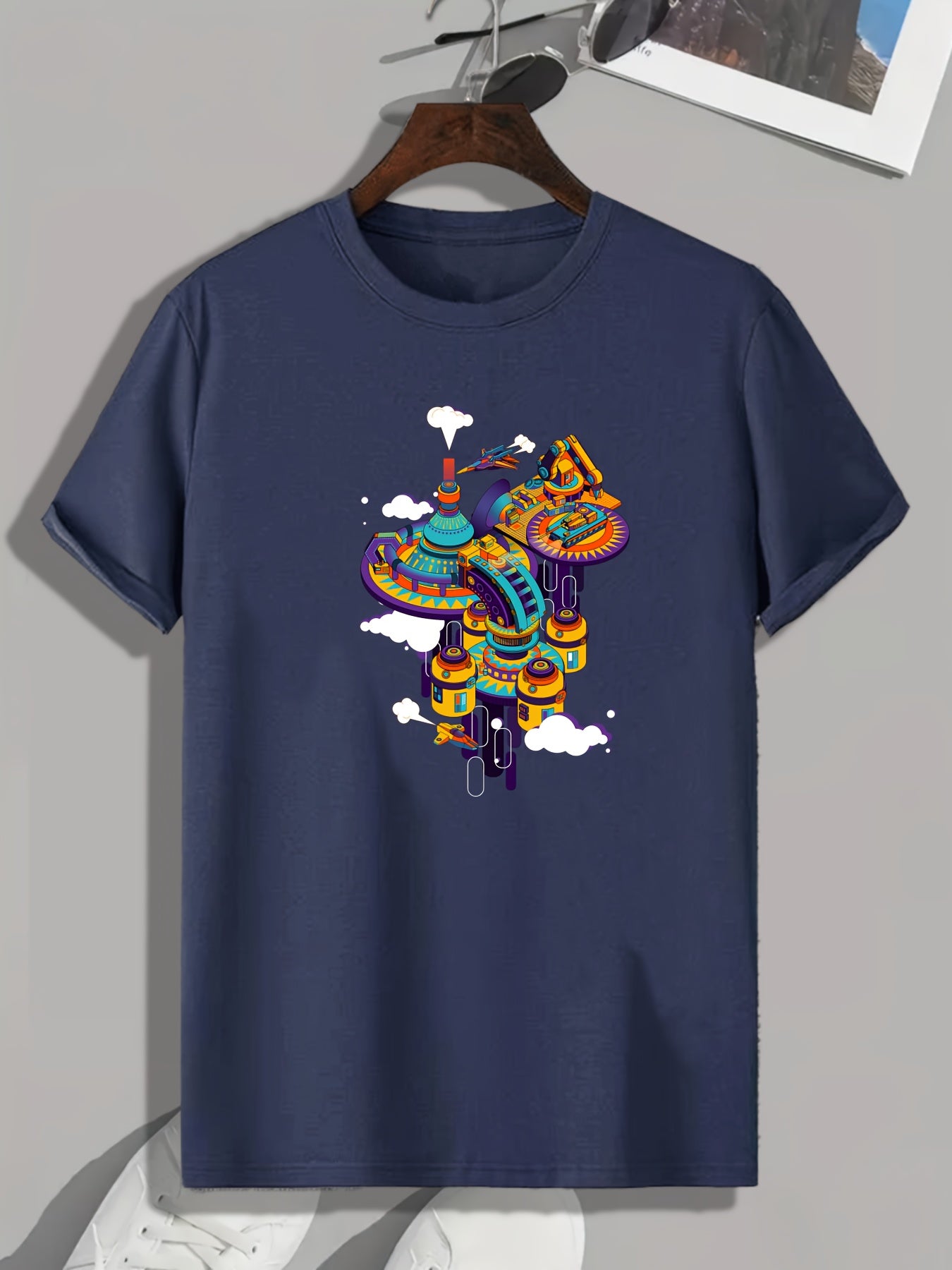 Futuristic City Print Men's Sports T-shirt