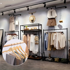 5pcs Non-slip Wooden Clothes Hanger Wardrobe Rack Clothing Store Support