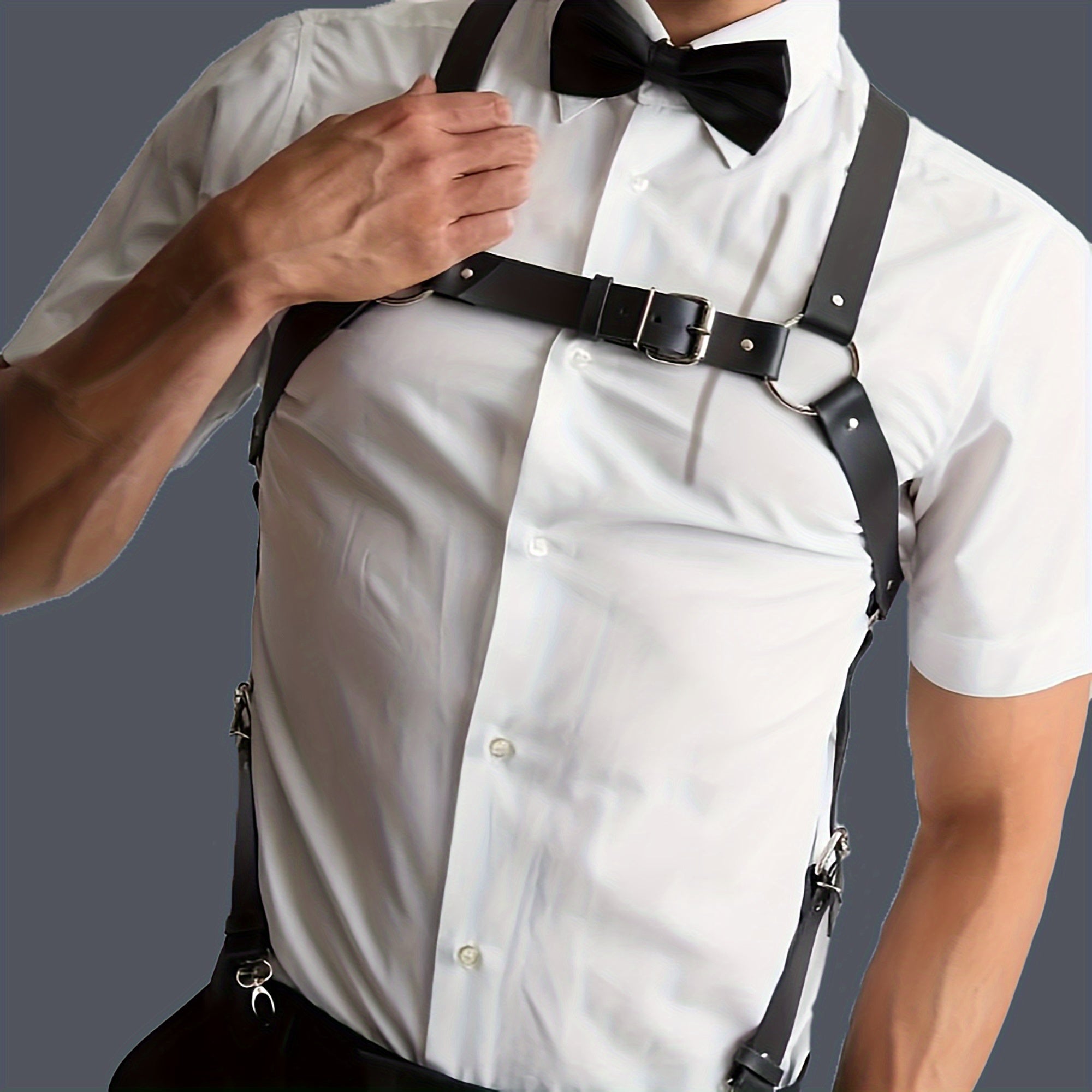Gothic Style PU Leather Suspenders for Men