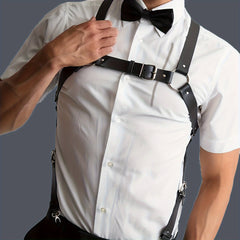 Gothic Style PU Leather Suspenders for Men