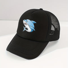 Shark Print Trucker Hat Mesh Breathable Baseball Cap